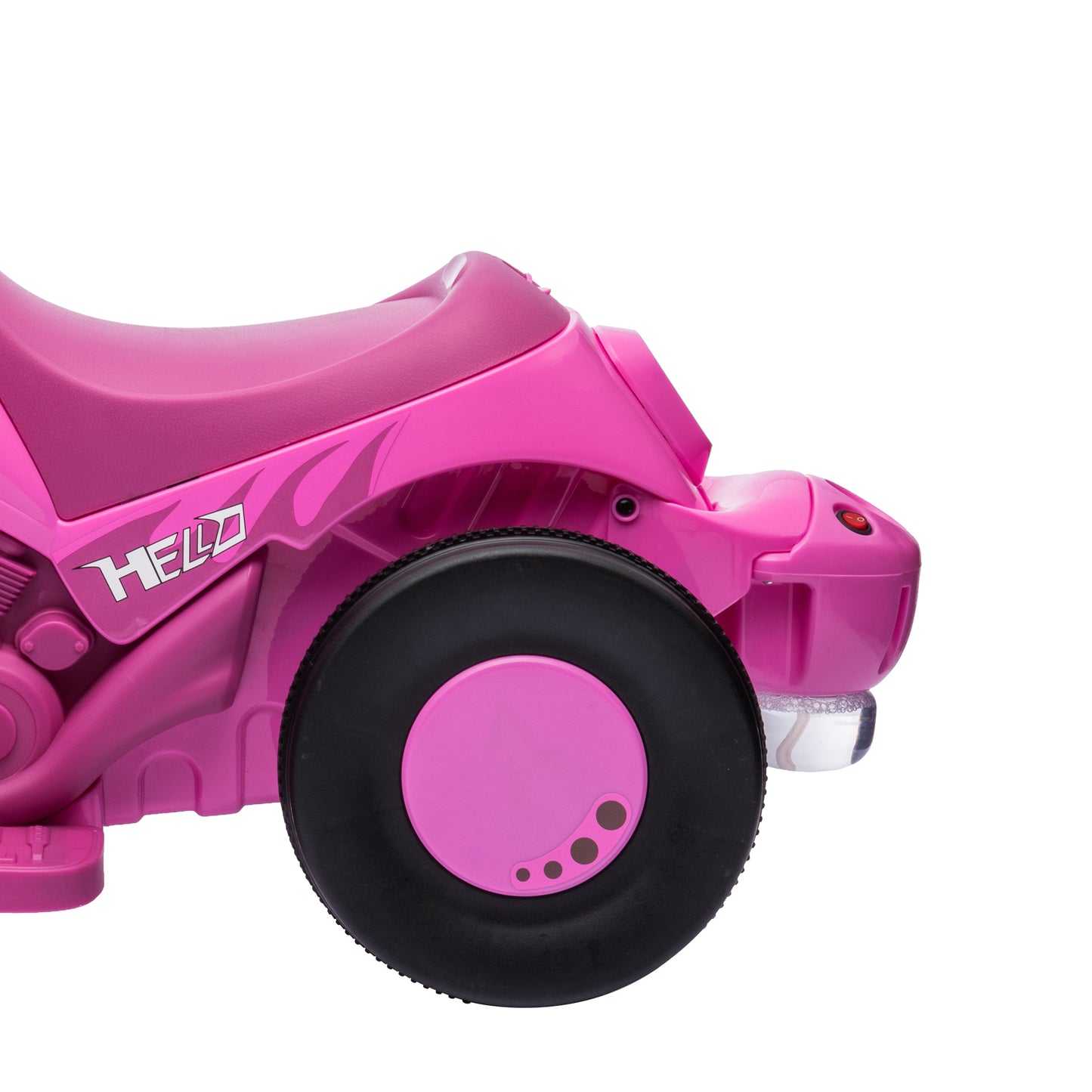 Ride On Motorcycle, 6V Ride on Bubble Car, 3 Wheeled Electric Motorcycle for Kids w/ LED Headlight, Music, Pink